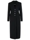 Alessandra Rich Wool Blend Coat Button Detailing In Black
