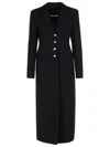 Alessandra Rich Wool Blend Coat Button Detailing In Black
