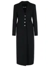 Alessandra Rich Wool Blend Coat Button Detailing In Black