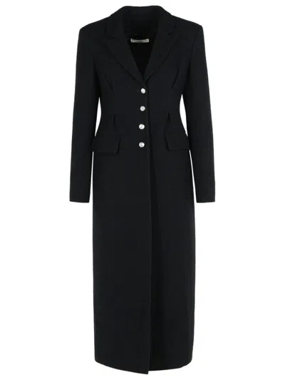 ALESSANDRA RICH BLACK VIRGIN WOOL BLEND COAT