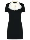 Alessandra Rich Mini Dress With Silk Jabot In Black
