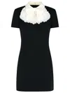 Alessandra Rich Mini Dress With Silk Jabot In Black
