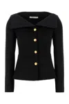 Alessandra Rich Wool Blazer Tailored Gold Buttons In Black