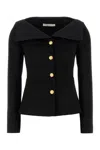 Alessandra Rich Wool Blazer Tailored Gold Buttons In Black