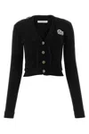 Alessandra Rich Sophisticated V-neck Cardigan With Ruffle Detailing And Cropped Length