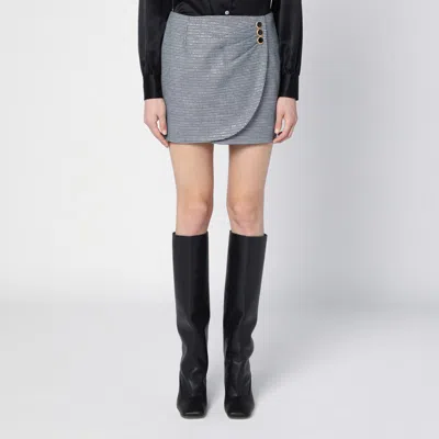 ALESSANDRA RICH BLACK WOOL MINI SKIRT WITH DARTS