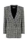 Alessandra Rich Women Embroidered Tweed Oversize Blazer In Blackwhite