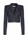 Alessandra Rich Button-up Cropped Jacket In Blue