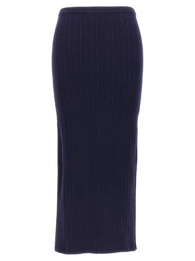 ALESSANDRA RICH BLUE KNIT MIDI SKIRT