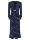 Alessandra Rich Dotted Dress With V-neck And Buttons In Blue