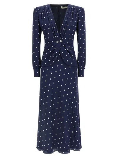 ALESSANDRA RICH BLUE POLKA DOT DRESS