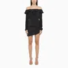 Alessandra Rich Off-shoulder Polka Dots Silk Mini Dress