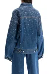 Alessandra Rich Rhinestone-embellished Denim Bomber Jacket