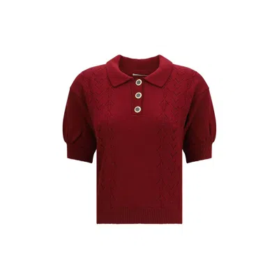 Alessandra Rich Bordeaux Wool Oves Aries Shortsleeve Shirt In Red