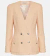 Alessandra Rich Tweed Jacket Featuring Button Detailing In Yellow