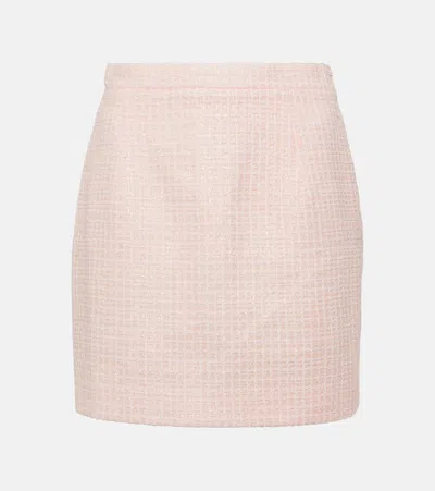 Alessandra Rich Sequin-embellished Tweed Miniskirt In Pink