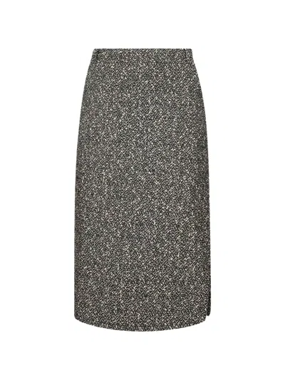 Alessandra Rich Bouclé-knit Pencil Midi Skirt In Gray