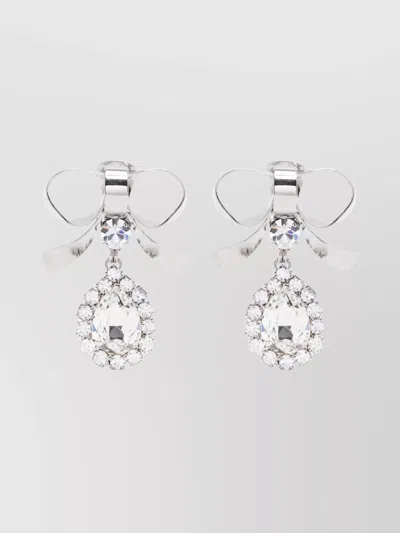 ALESSANDRA RICH BOW CRYSTAL DROP EARRINGS