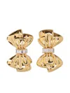 Alessandra Rich Bow Crystal Earrings In Gold