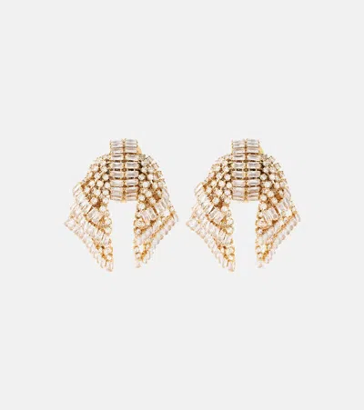 Alessandra Rich Bow Crystal-embellished Earrings In Gold