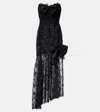 Alessandra Rich Bow-detail Asymmetric Lace Bustier Dress In Black