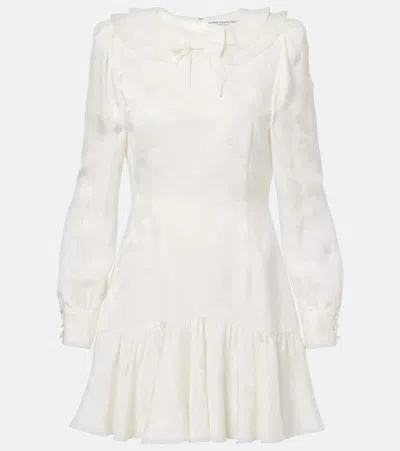 Alessandra Rich Bow-detail Floral Jacquard Minidress In White
