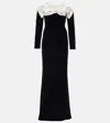 Alessandra Rich Bow-detail Off-shoulder Velvet Gown In Black