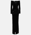 Alessandra Rich Velvet Off-the-shoulder Gown In Black