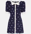Alessandra Rich Bow-detail Polka-dot Silk Minidress In Blue