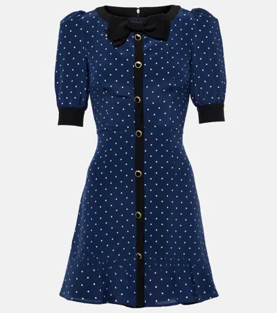 Alessandra Rich Bow-detail Polka-dot Silk Minidress In Multi
