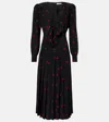 Alessandra Rich Pleated Bow-print Dress In Black