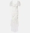 Alessandra Rich Bow-detail Ruched Lace Gown In White