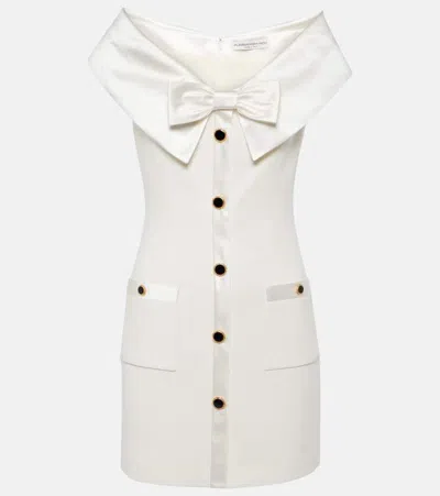 Alessandra Rich Bow-embellished Silk-trimmed Cady Mini Dress In White