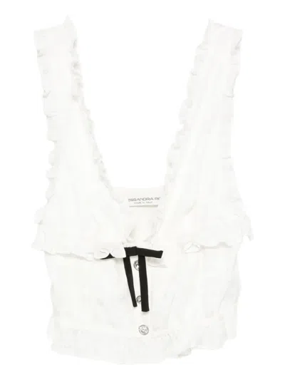 Alessandra Rich Bow-detail Sleeveless Top In White