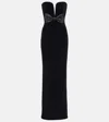 Alessandra Rich Bow-detail Strapless Velvet Gown In Black