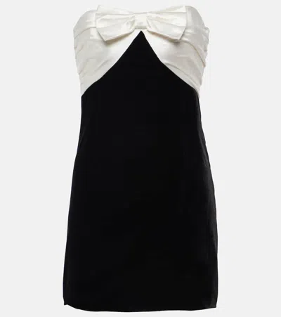 Alessandra Rich Bow-detail Strapless Velvet Minidress In Black