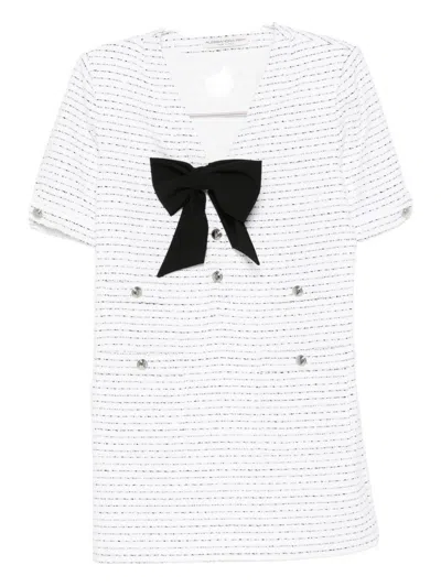 Alessandra Rich Bow-detail Tweed Dress In White