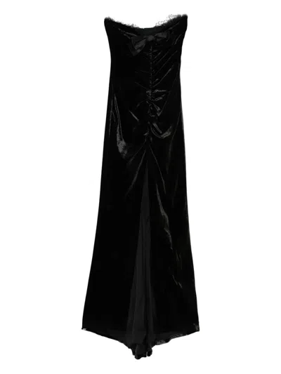 Alessandra Rich Bow-detail Velvet Gown In Black