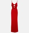 Alessandra Rich Velvet Bow-embellished Maxi Dress In Red