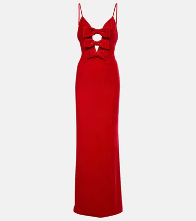 Alessandra Rich Bow-detail Velvet Gown In Red