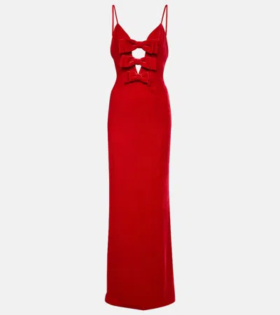 ALESSANDRA RICH BOW-DETAIL VELVET GOWN