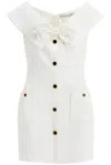 Alessandra Rich Mini Cady Dress With Maxi Collar In White