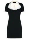 Alessandra Rich Mini Dress With Silk Jabot In Black