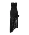 Alessandra Rich Bow-detailed Strapless Asymmetric Silk-lace Dress In Black