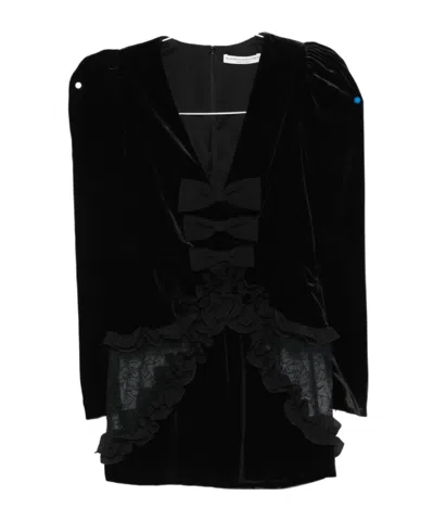 ALESSANDRA RICH BOW-DETAILED VELVET MINI DRESS