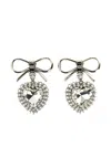 Alessandra Rich Heart-shaped Drop Earrings Crystal Embellishments In Silver