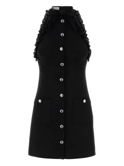 Alessandra Rich Bow-embellished Crepe Dress In Black