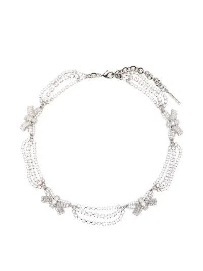Alessandra Rich Bow-embellished Necklace In Silver