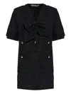 Alessandra Rich Bow-embellished Tweed Dress In Black