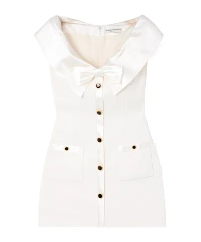Alessandra Rich Bow Mini Dress In White
